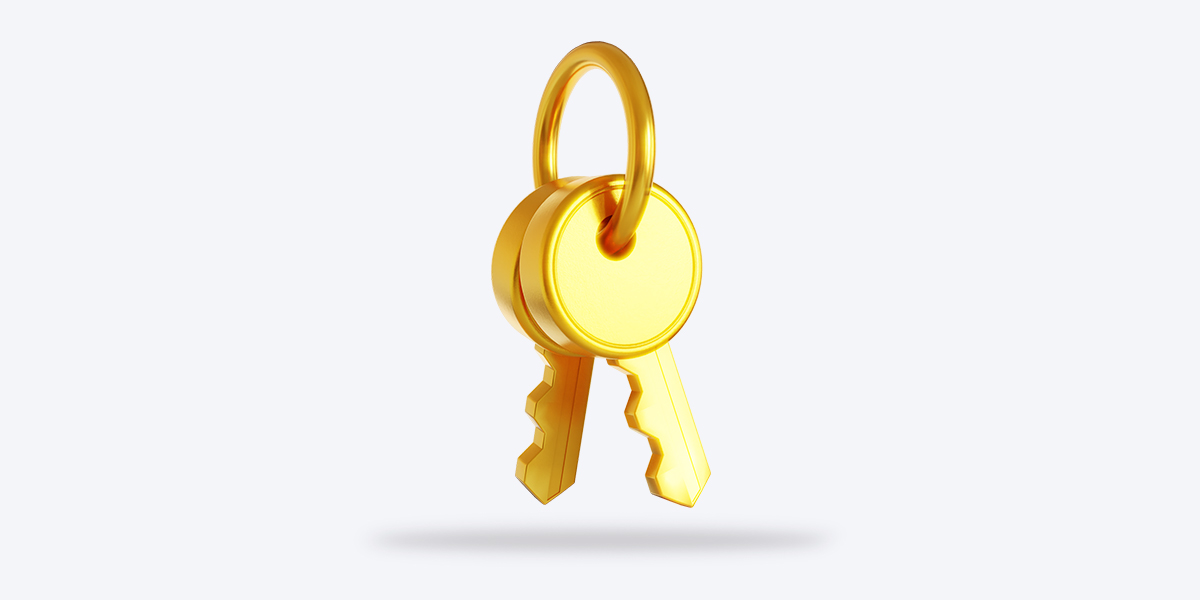 entrega das chaves: ilustração de uma chave amarela.