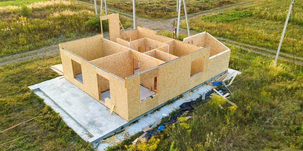 estrutura de uma construção modular vista de cima.