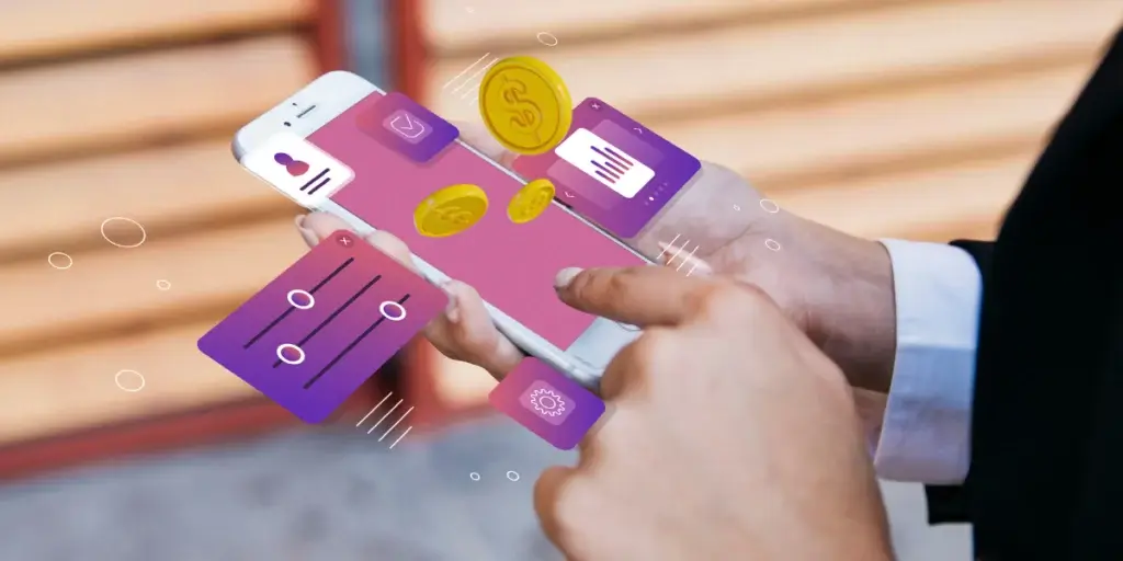 pagadoria online pagadoria online: imagem mostra mãos segurando um celular com imagens tridimensionais de um cartão, moedas e engrenagem de configuração.